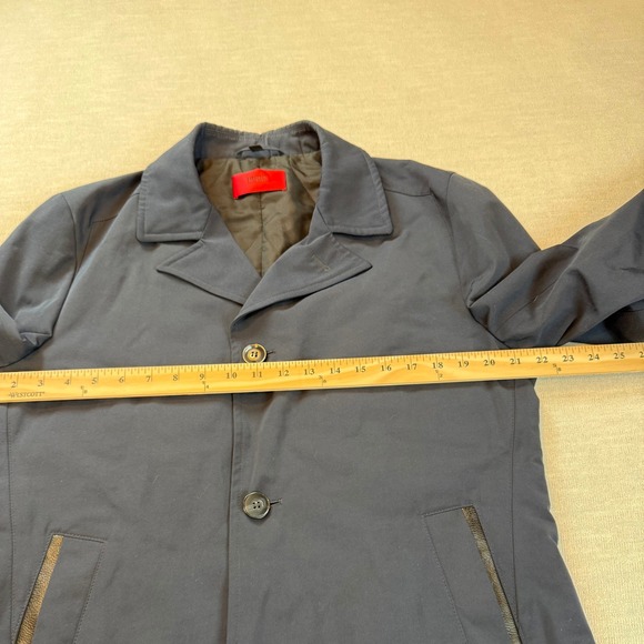 HUGO BOSS Men's Navy Blue Trench Coat Full Length Modern Classic Style Size 40R - Picture 6 of 16